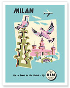 Milan, Italy - Sforzesco Castle - KLM Royal Dutch Airlines - c. 1959 - Fine Art Prints & Posters