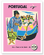 Portugal - Portuguese Fisherman - KLM Royal Dutch Airlines - c. 1959 - Fine Art Prints & Posters