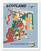 Scotland - Scottish Piper - KLM Royal Dutch Airlines - c. 1959 - Fine Art Prints & Posters