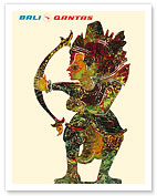 Bali, Indonesia - Shadow Puppet (Wayang) - Qantas Airways - c. 1970's - Fine Art Prints & Posters