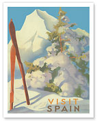 Visit Spain - Ski in Catalan Pyrenees - c. 1930's - Fine Art Prints & Posters