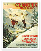 Chamonix Mont-Blanc, France - Winter Sports Competition - P.L.M. - c. 1910 - Fine Art Prints & Posters