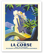 Visit Corsica (Visitez la Corse) - Corte, France - Isle of Beauty - c. 1960 - Giclée Art Prints & Posters
