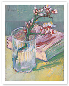 Blossoming Almond Branch in a Glass with a Book - c. 1888 - Fine Art Prints & Posters