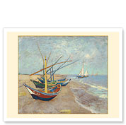 Fishing Boats on the Beach at Les Saintes-Maries-de-la-Mer, France - c. 1888 - Fine Art Prints & Posters