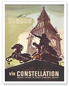 London, England - Big Ben - via Lockheed Constellation (Connie) - c. 1946 - Fine Art Prints & Posters