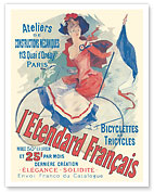 The French Standard (L’Etendard Francais) - Bicycles and Tricycles - Paris, France - c. 1891 - Fine Art Prints & Posters