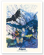 Alps (Alpes) - Moths and Butterflies - SNCF (French National Railway Company) - Giclée Art Prints & Posters