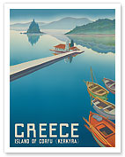 Island of Corfu (Kerkyra) - Greece - Vlacherna Monastery - c. 1949 - Fine Art Prints & Posters