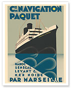 Morocco, Senegal, Levant and Black Sea By Marseilles - Compagnie de Navigation Paquet - c. 1930's - Fine Art Prints & Posters