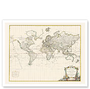 World Map Of The Terrestrial Globe - Giclée Art Prints & Posters
