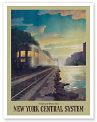 New York Central System - Hudson River - Diesel powered train - Fine Art Prints & Posters