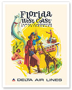 Florida, West Coast - Tampa, Clearwater, St. Petersburg - Delta Air Lines - c. 1960's - Giclée Art Prints & Posters