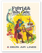 Florida, West Coast - Tampa, Clearwater, St. Petersburg - Delta Air Lines - c. 1960's - Fine Art Prints & Posters