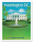 Washington, D.C. - The White House Fountain - United Air Lines - Giclée Art Prints & Posters