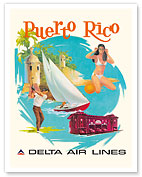 Puerto Rico - Castillo San Felipe del Morro - Delta Air Lines - c. 1960's - Giclée Art Prints & Posters