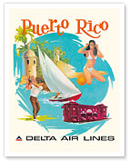 Puerto Rico - Castillo San Felipe del Morro - Delta Air Lines - c. 1960's - Fine Art Prints & Posters