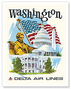 Washington, DC - Delta Air Lines - c. 1960's - Giclée Art Prints & Posters