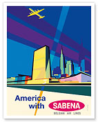 America - Sabena Belgian World Airlines - c. 1958 - Fine Art Prints & Posters