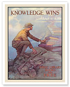 Knowledge Wins - Public Library Books Are Free - c. 1916 - Fine Art Prints & Posters