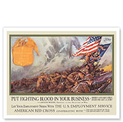 Put Fighting Blood in Your Business - WWI U.S. Marines Battle in France - c. 1919 - Fine Art Prints & Posters