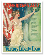 Americans All - Victory Liberty Loan - c. 1919 - Fine Art Prints & Posters