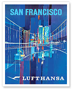 San Francisco - Oakland Bay Bridge - Lufthansa German Airlines - c. 1962 - Fine Art Prints & Posters