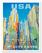 USA - Skyscrapers - Lufthansa German Airlines - c. 1962 - Fine Art Prints & Posters