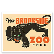 Brookside Zoo Chicago - Black Panther - c. 1930 - Fine Art Prints & Posters