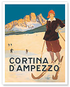 Cortina D’ampezzo Ski Resort - Italian Alps - c. 1920 - Fine Art Prints & Posters