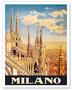Milano - Milan Italy Cathedral - Duomo roof top statues - c. 1928 - Fine Art Prints & Posters