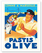 Pastis Olive Aperitif - The Milk of Provence France - c. 1936 - Fine Art Prints & Posters