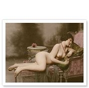 Reclining Nude - Classic Vintage Hand-Colored Tinted Erotic Art - Fine Art Prints & Posters