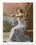 Classic Vintage French Nude Photograph - Hand-Colored Tinted Art - Fine Art Prints & Posters