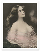 Beautiful Long Haired Nude - Classic Vintage Hand-Colored Erotic Art - Fine Art Prints & Posters