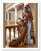 The Dressing (La Toilette) - Classic Vintage Hand-Colored Nude - Exotic Near East Erotica Art - Fine Art Prints & Posters