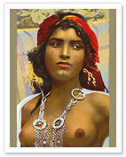 Moroccan Handmaid - Classic Vintage Hand-Colored Nude - Exotic Near East Erotica Art - Giclée Art Prints & Posters