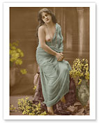 Classic Vintage French Nude Photograph - Hand-Colored Tinted Art - Fine Art Prints & Posters