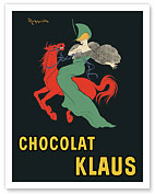 Chocolat Klaus - Swiss Chocolates - Lady Riding Red Horse - Fine Art Prints & Posters