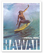 Hawaii - Pan American World Airways - Hawaiian Surfer c. 1975 - Fine Art Prints & Posters