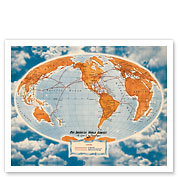 World Route Map - Pan American World Airways - The System of the Flying Clippers - c. 1947 - Fine Art Prints & Posters