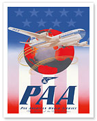 American Stars & Stripes - Pan American Airways (PAA) - Boeing 377 Stratocruiser - c. 1947 - Fine Art Prints & Posters