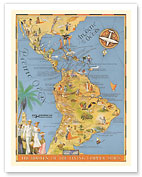 The Routes of the Flying Clipper Ships - Pan American Airways PAA - c. 1935 - Giclée Art Prints & Posters