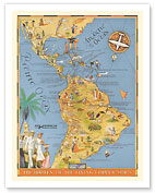 The Routes of the Flying Clipper Ships - Pan American Airways PAA - c. 1935 - Fine Art Prints & Posters