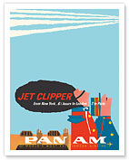 New York - 6.5 Hours to London - 7 to Paris - Jet Clipper Pan American World Airways - c. 1958 - Fine Art Prints & Posters