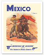 Mexico - via Mexicana de Aviación - Pan American World Airways - Bull Fighter - c. 1950 - Fine Art Prints & Posters