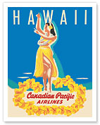 Hawaii - Canadian Pacific Airlines - Hawaiian Hula Dancer - c. 1952 - Fine Art Prints & Posters