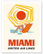 Miami, Florida - United Air Lines - Sunbathing at the Beach - c. 1962 - Fine Art Prints & Posters