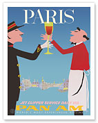 Paris, France - Pan American World Airways - A Glass of Wine - c. 1958 - Fine Art Prints & Posters