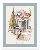 Bangkok, Thailand - Temple of the Dawn - Menu Cover - c. 1950's - Fine Art Prints & Posters